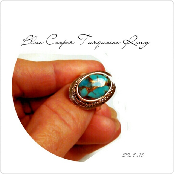 👍SOLD MeCRI 👍BLUE COOPER TURQ RING - Picture 2 of 4