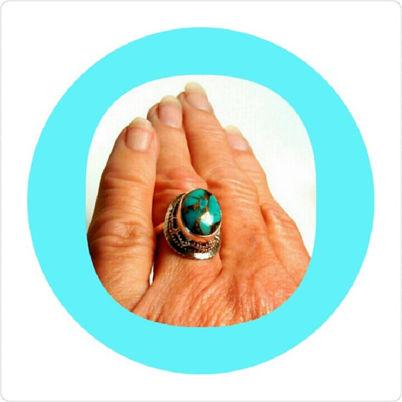 👍SOLD MeCRI 👍BLUE COOPER TURQ RING - Picture 3 of 4