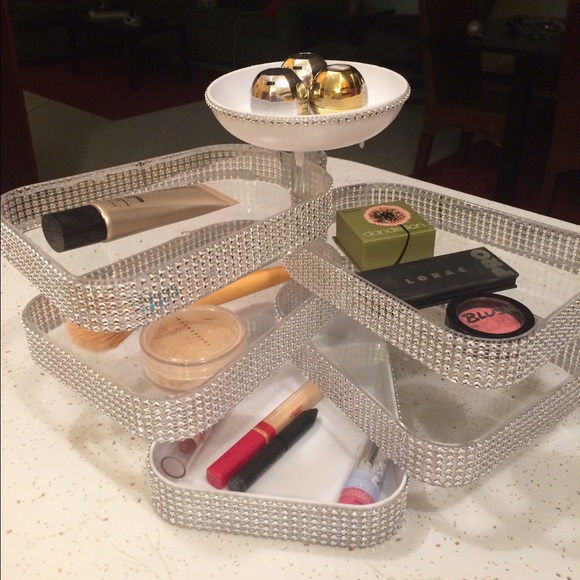 Blinged out 5 tray jewelry makeup organizer