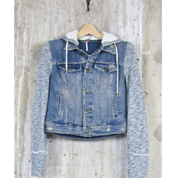 Denim knit jacket