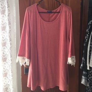 Coral & lace top
