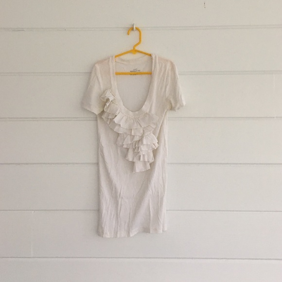 JCrew White Scoop-Neck Short-Sleeved Shirt