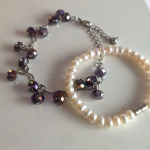 Purple Bead and Pearl Bracelet BUNDLE