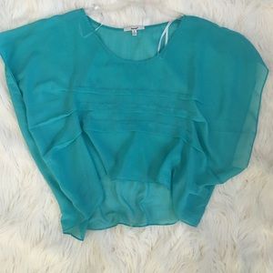 Teal mesh flowy shirt