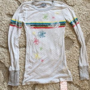 Free People Sheer Snowflake Henley