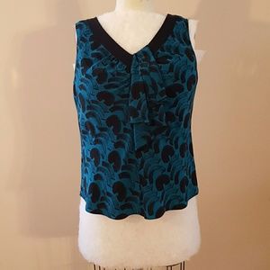 Pleated neck-ruffle silk top