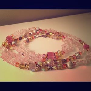 Pink Glass Long Necklace