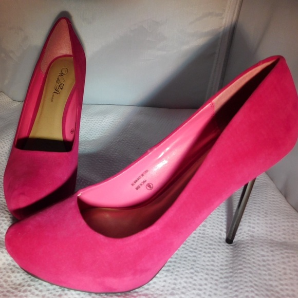 Pink Pumps with Chrome Accented Heel