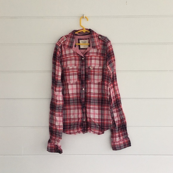 Pink Plaid Abercrombie Flannel Button Down