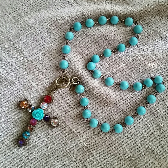 RARE Pink Panache rhinestone cross necklace