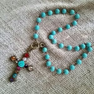 RARE Pink Panache rhinestone cross necklace