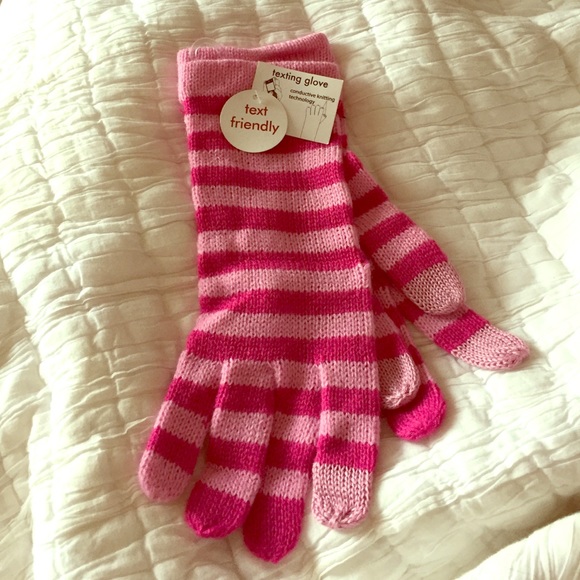 Pink Text Friendly Gloves