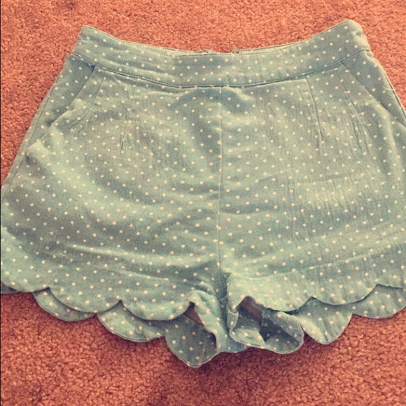 ModCloth Pants - Turquoise scalloped shorts