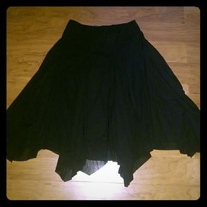 Handkerchief Hemline, sheer black long skirt