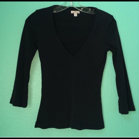 James Peres Black V-Neck Tee S