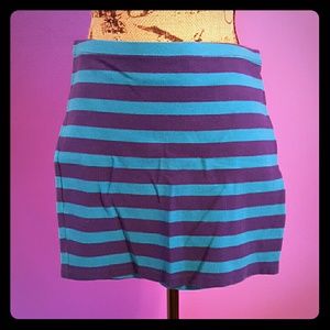 Teal and dark blue striped mini