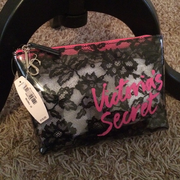 Victoria's Secret Handbags - Victoria's Secret Black Lace Makeup Bag