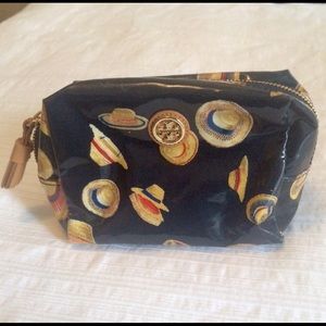 Tory Burch Navy Patent Zip Around Cosmetic Case
