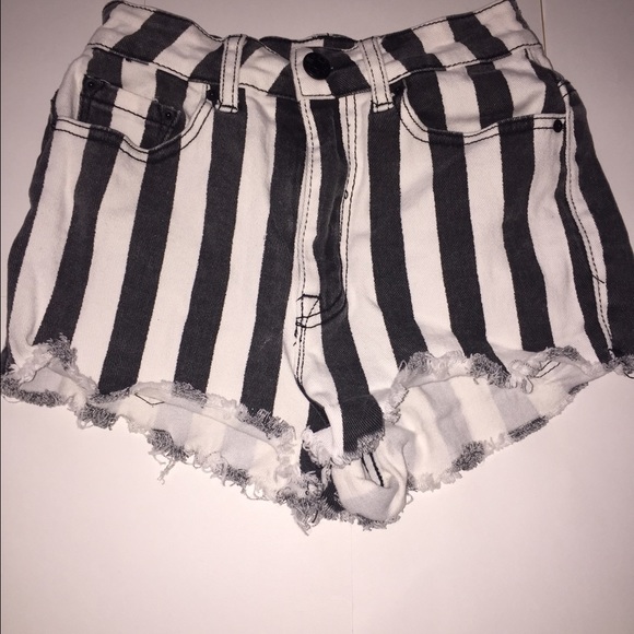 BDG Striped High Waisted Shorts