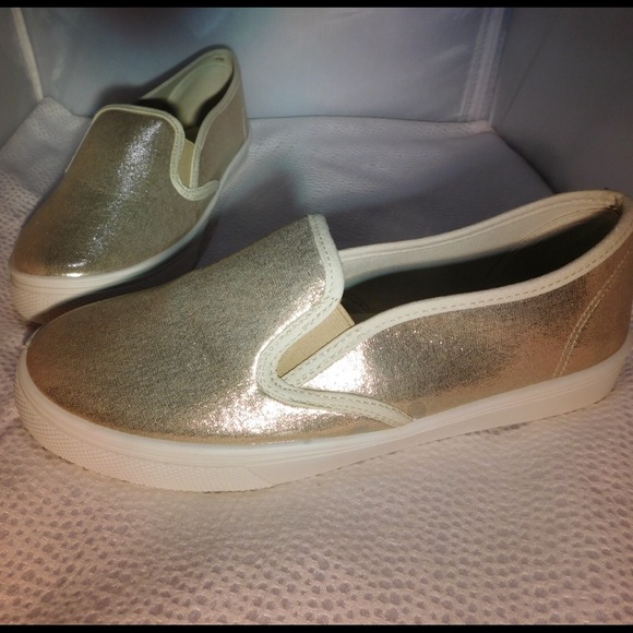 Gold Shimmer Slip-on Sneakers