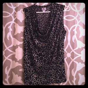 Black and white cowl neck top