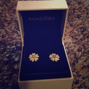 Pandora white daisy earring studs