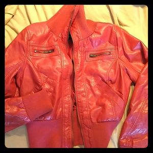 Red leather jacket
