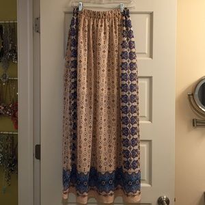 Peach Tribal Print Maxi Skirt