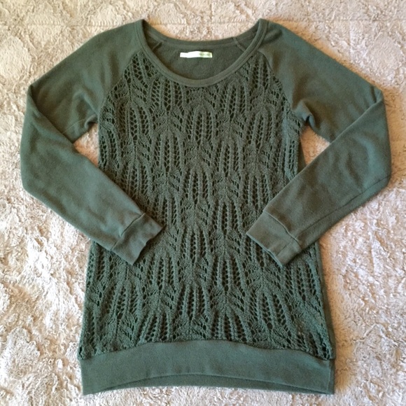 Green Knit Front Sweater