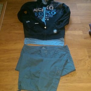 Slate Blue Caslon Cotton Cargo Pants