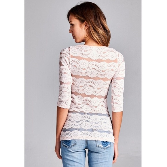 Lace Top with Piping Detail - Picture 3 of 3