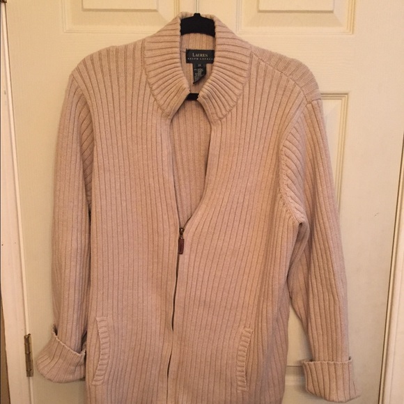 Very classy tan Ralph Lauren Cardigan.