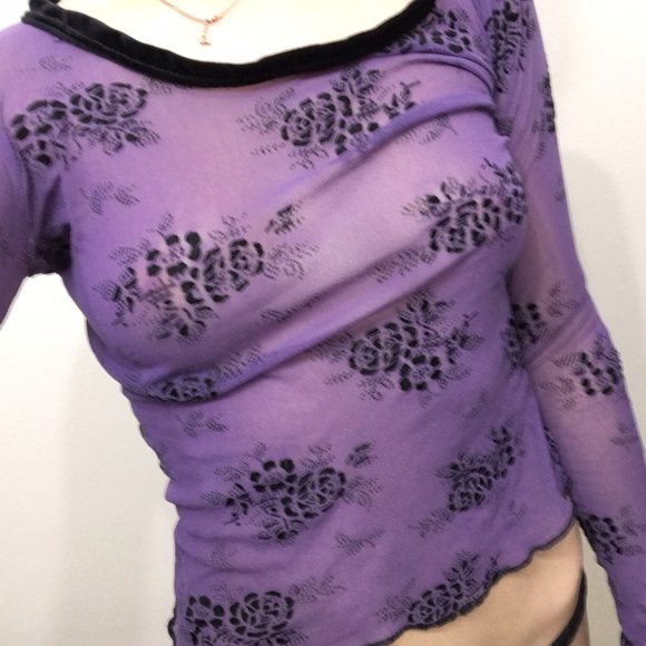 Sheer purple old school free people top