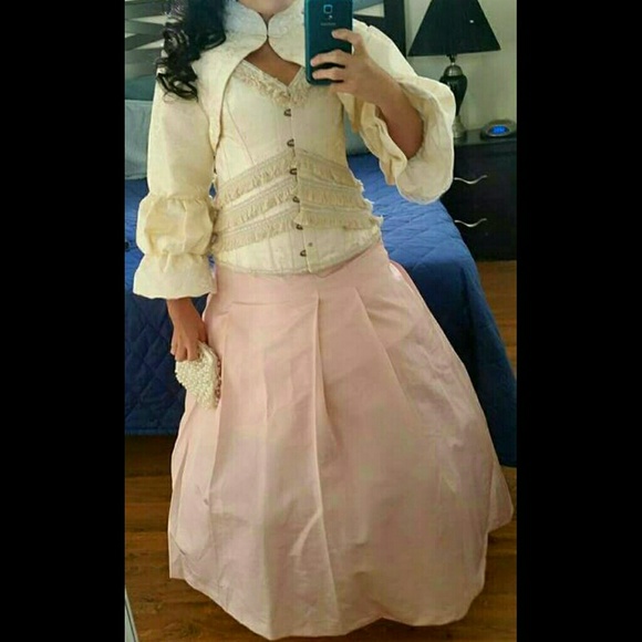 Handmade corset and shrug beige fringe custom made