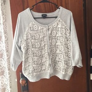 Torrid gray and cream lace cardigan