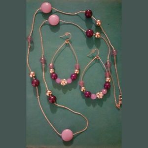 Purple necklace and earrings