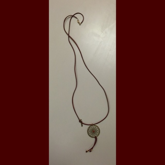 burgundy dream catcher necklace with cord