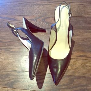 Leather Kitten Heel Slingbacks