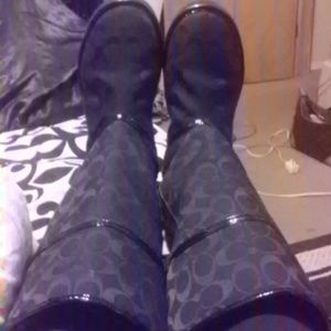 Black Coach Nichole  mono. Knee high boots