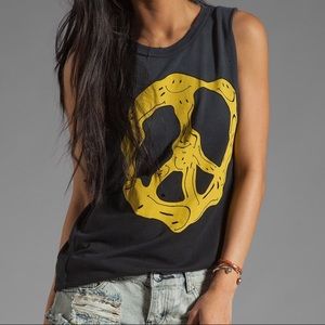 UNIF Melting Smiley Face Tank in black