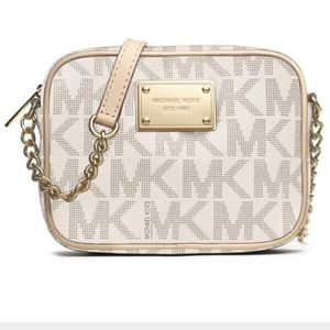 White monogrammed Michael Kors Crossbody
