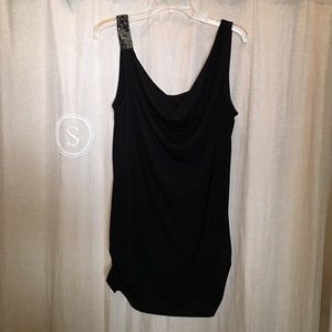Black tank with beaded design.
