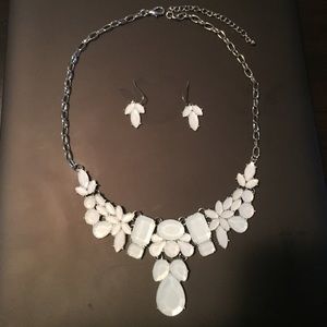 White Charm Neckalace and matching earrings