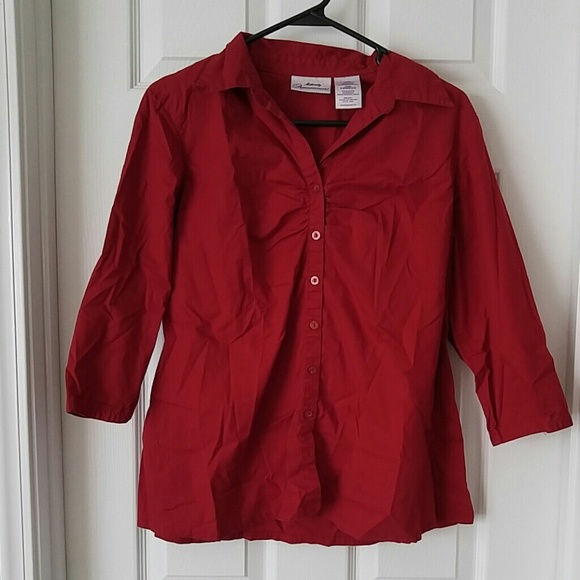 Maternity Announcements Button Up Red Blouse