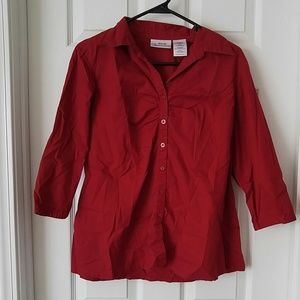 Maternity Announcements Button Up Red Blouse