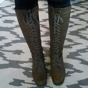 Faux Leather Laceup Boots