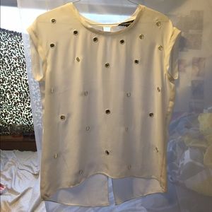 Split back express polka dot blouse