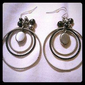 Charcoal and silver earrings