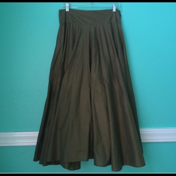 Fei Anthropologie Long Full Khaki Ballet Skirt 6