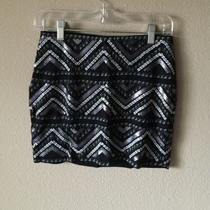 Sequin Mini Skirt (NWOT) & Tribal Shorts